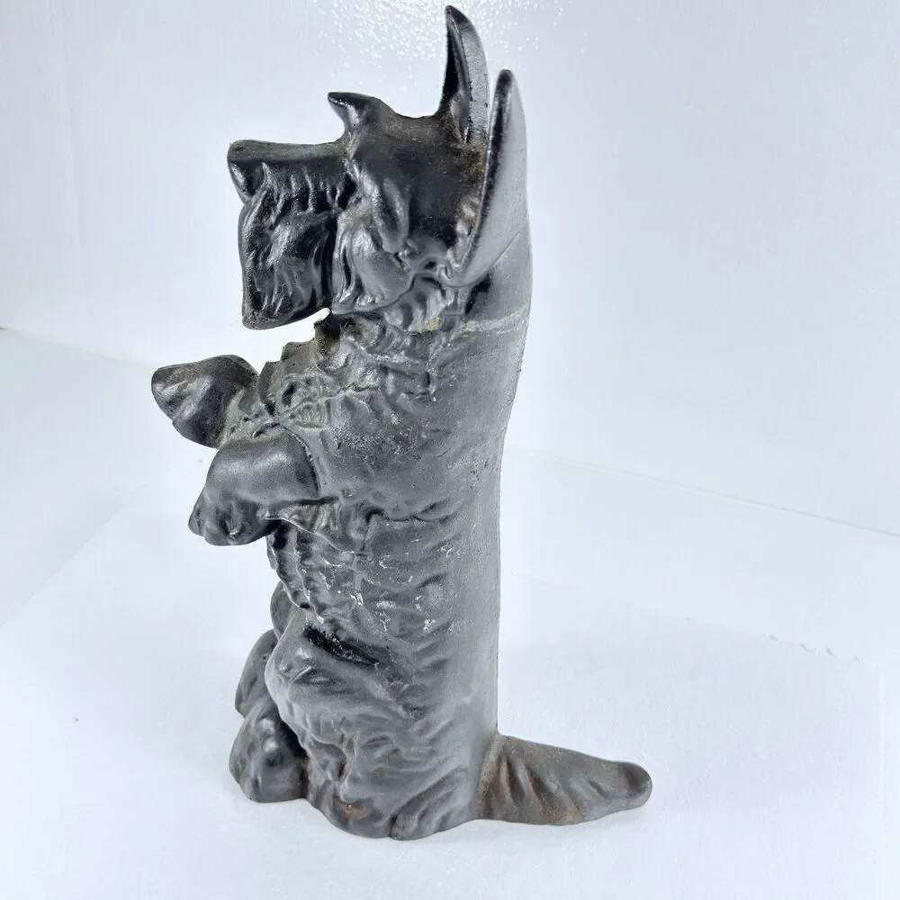 Vintage Cast Iron Scottie Dog Doorstop Begging Scottish Terrier Black 15